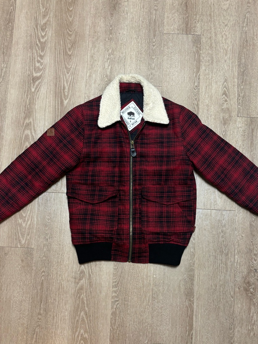 Red Plaid Sherpa Collar Jacket